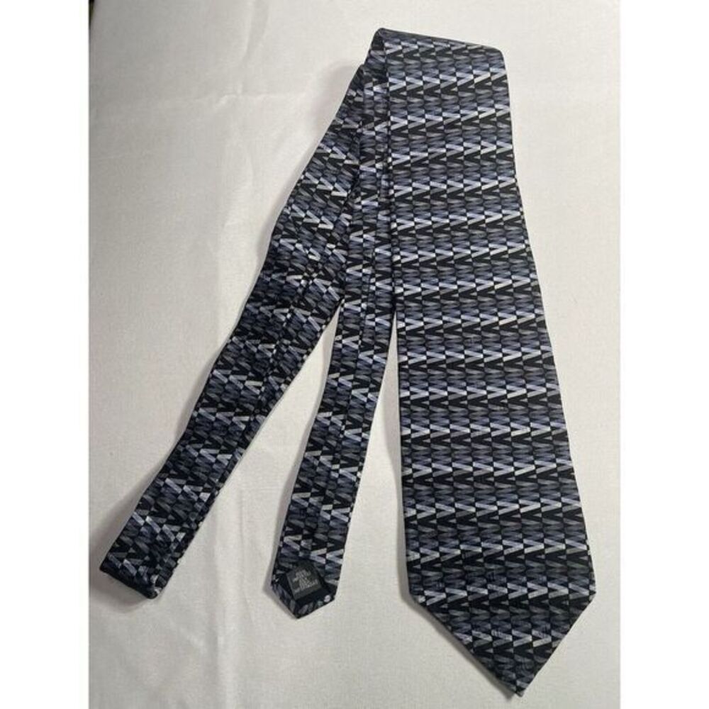 Milano Uomo 100%‎ Silk Tie Gray with Geometric Pattern